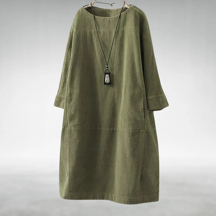Amy™ | Relaxed Corduroy Midi Dress
