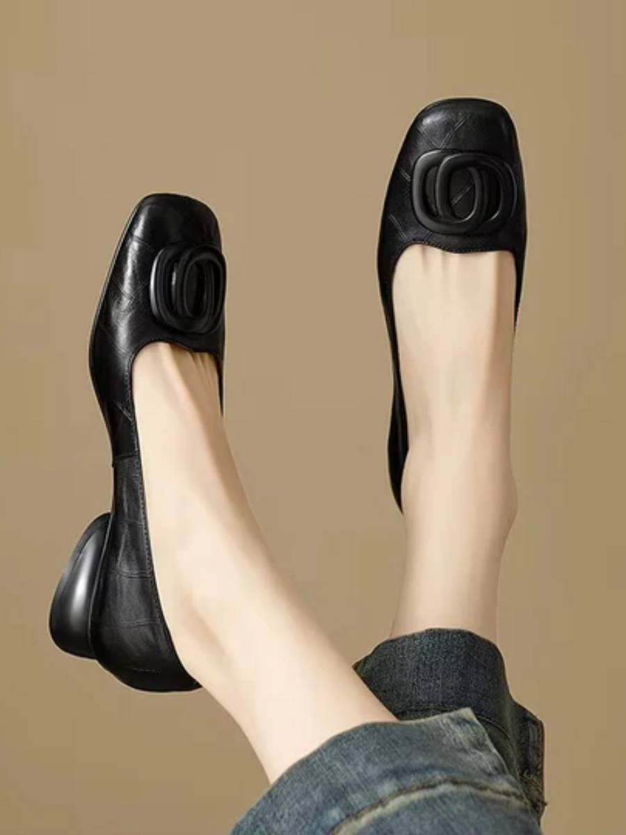 Nora | Leather Square-Toe Flats