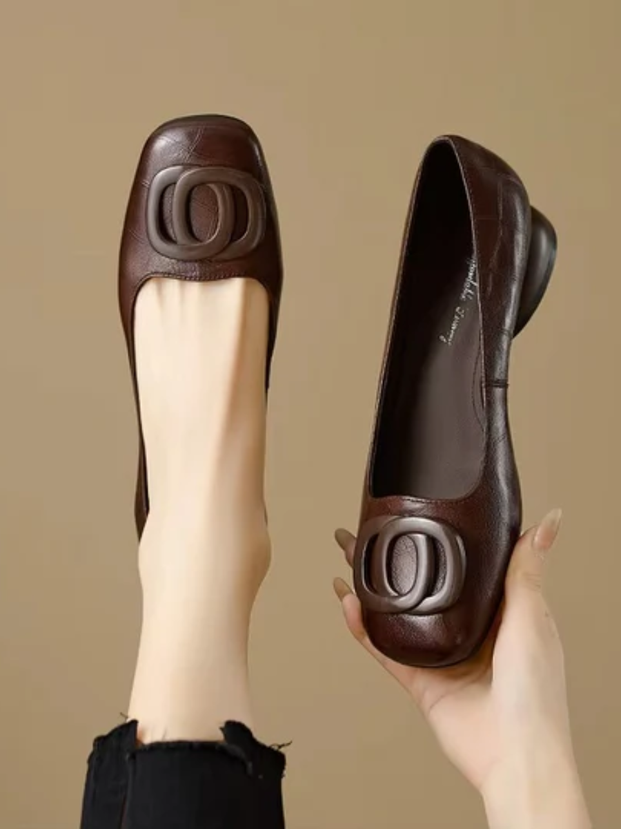 Nora | Leather Square-Toe Flats