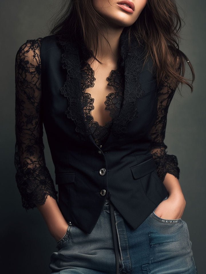 Vittoria | Semi-Sheer Sleeve Blazer