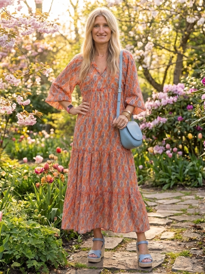 Adeline™ | Midi-jurk met geometrische print