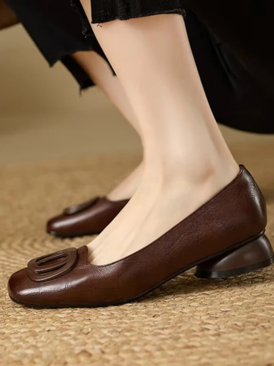 Nora | Leather Square-Toe Flats