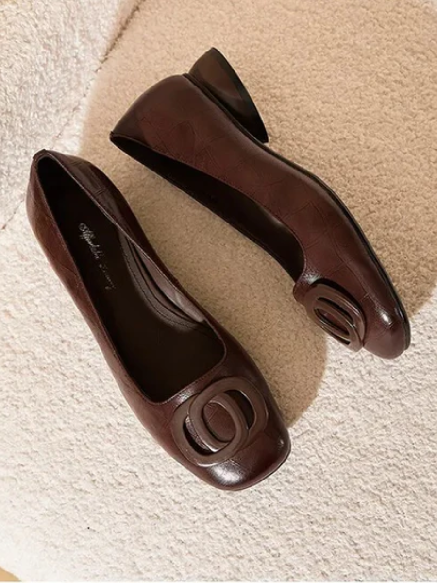 Nora | Leather Square-Toe Flats