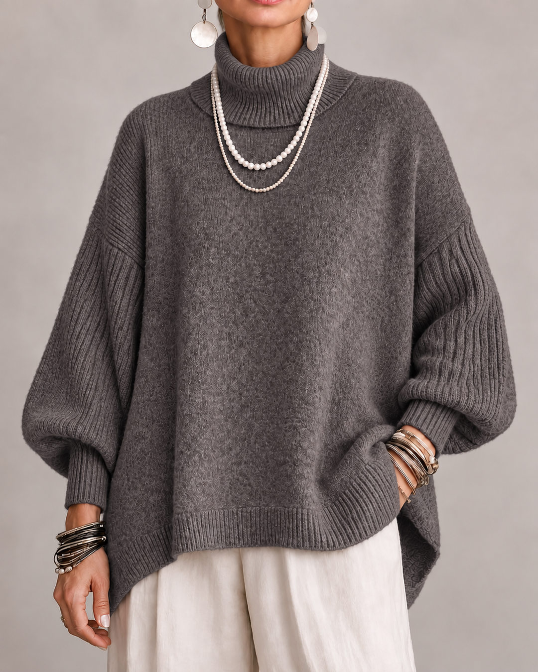 Lucienne | Relaxed Draped Turtleneck Sweater.