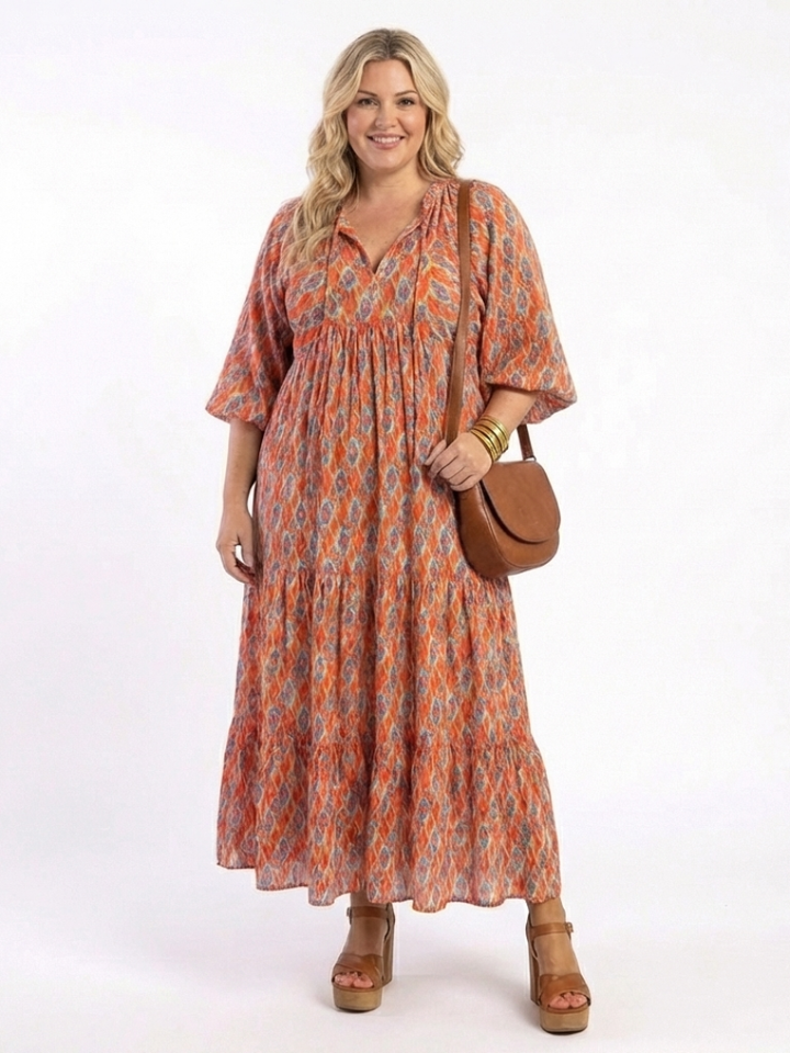 Adeline™ | Midi-jurk met geometrische print