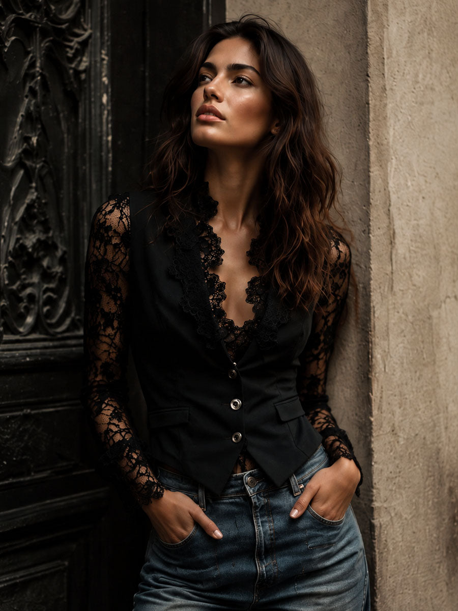 Vittoria | Semi-Sheer Sleeve Blazer