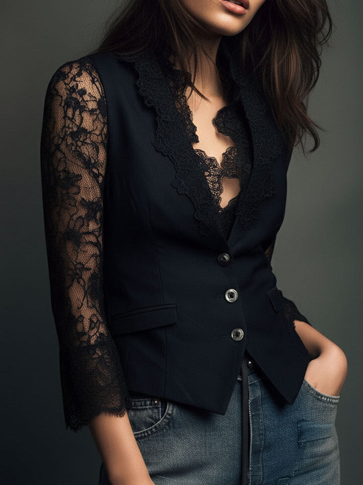 Vittoria | Semi-Sheer Sleeve Blazer