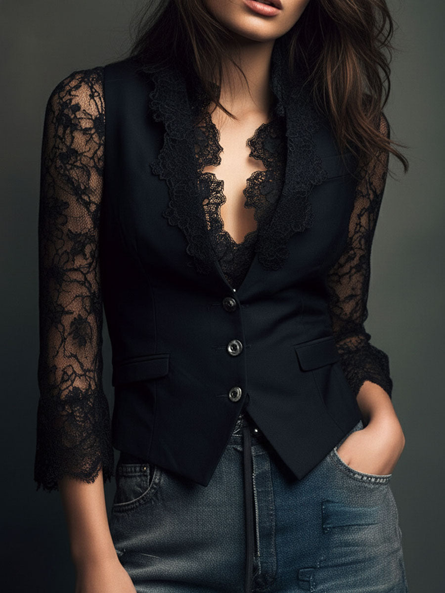 Vittoria | Semi-Sheer Sleeve Blazer