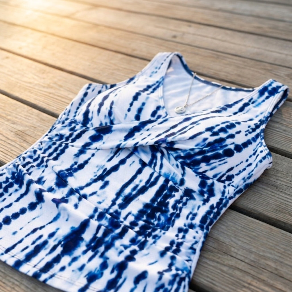 Mia | Casual Two Piece Printed V-Neck Swimsuit with Pockets
