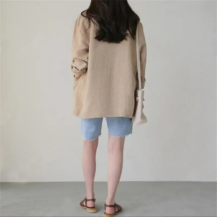 Korean Herringbone Blazer – Casual Loose Fit for Spring &amp; Summer