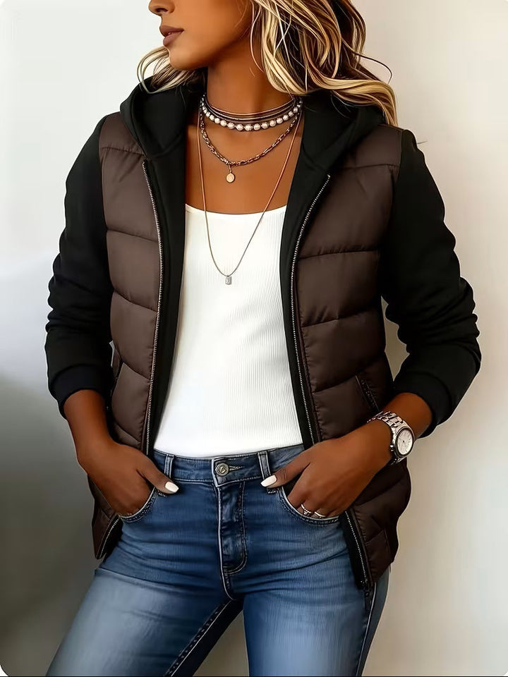 Nina – Quilted Colorblock Hooded Jacket
