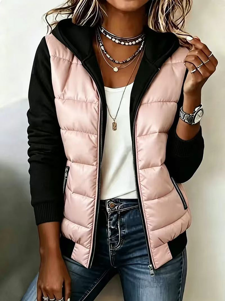 Nina – Quilted Colorblock Hooded Jacket
