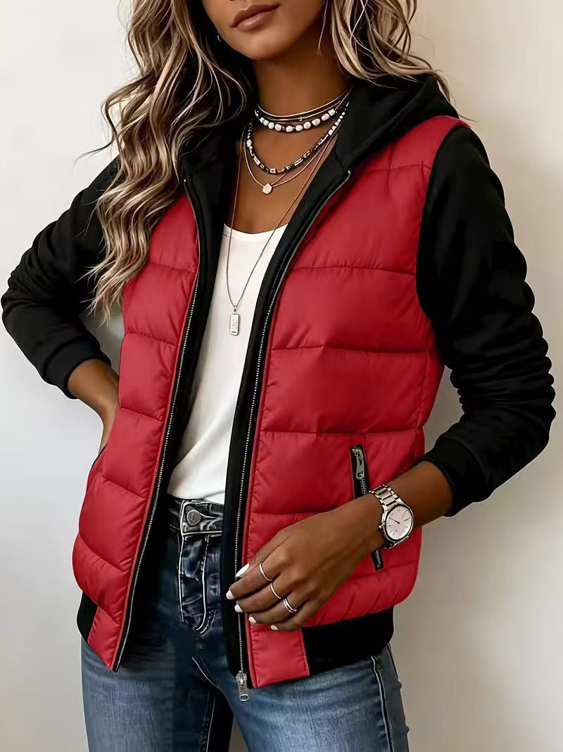 Nina – Quilted Colorblock Hooded Jacket