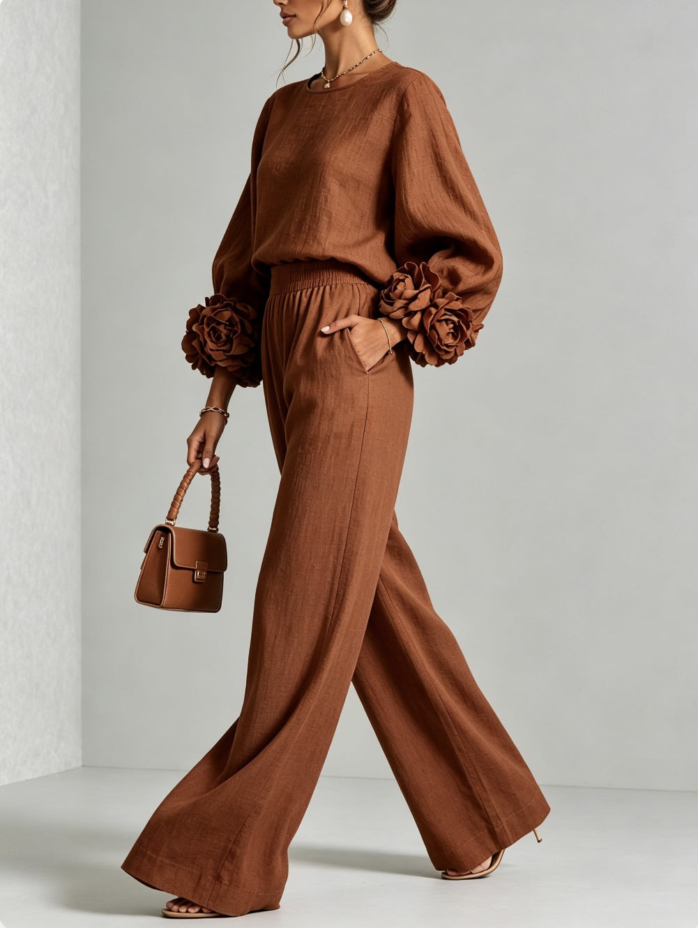 Marlies | Elegant Floral Cuff Two-Piece Set