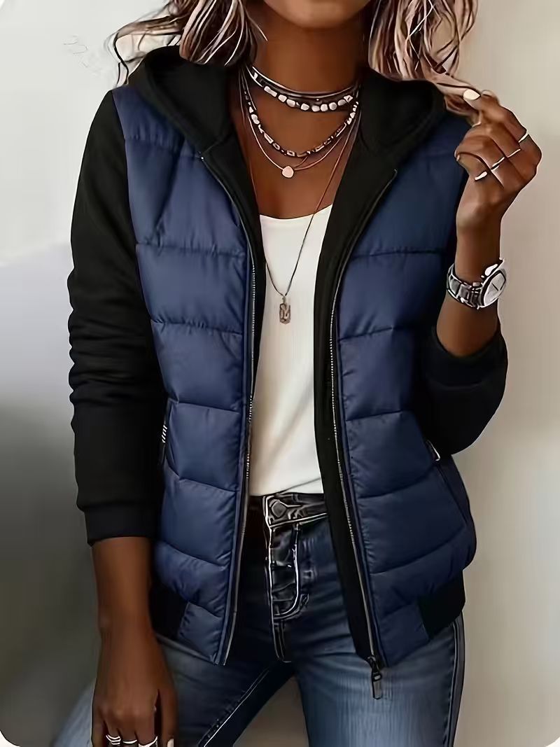 Nina – Quilted Colorblock Hooded Jacket