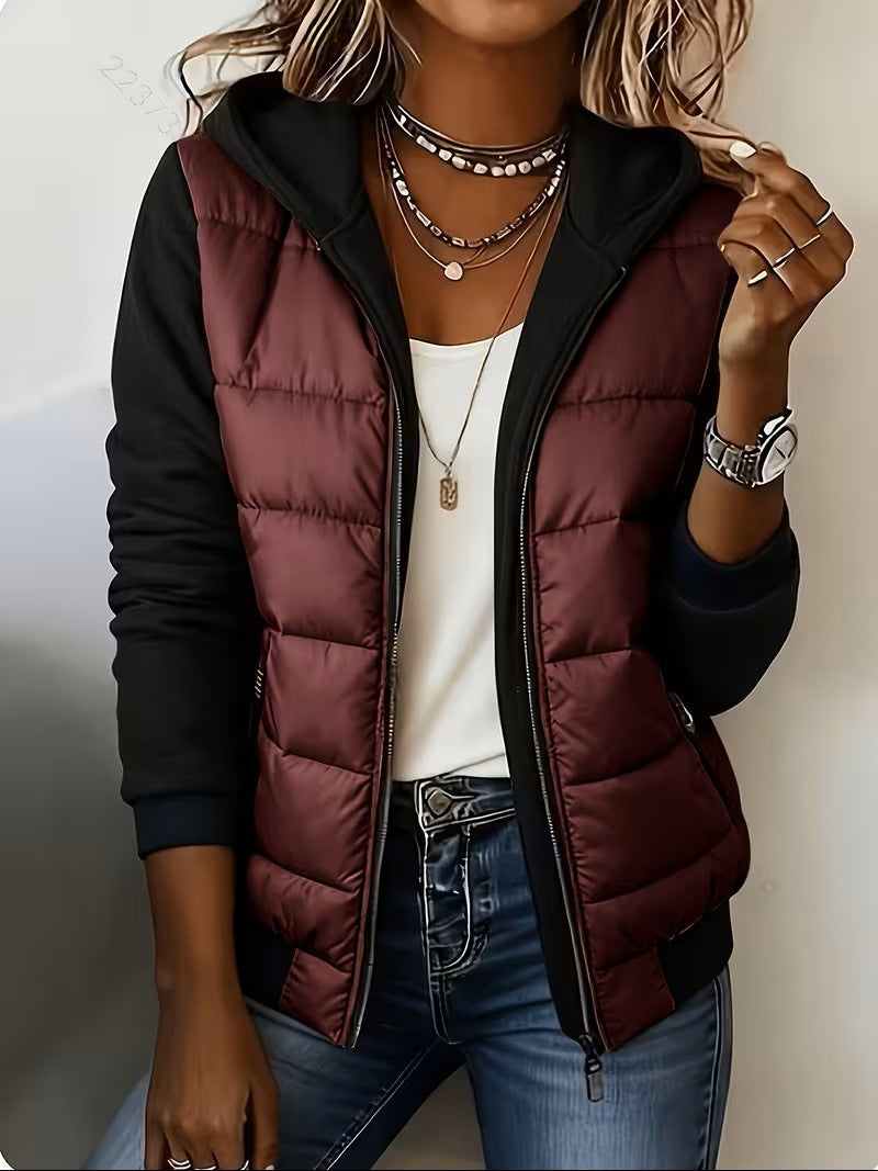 Nina – Quilted Colorblock Hooded Jacket