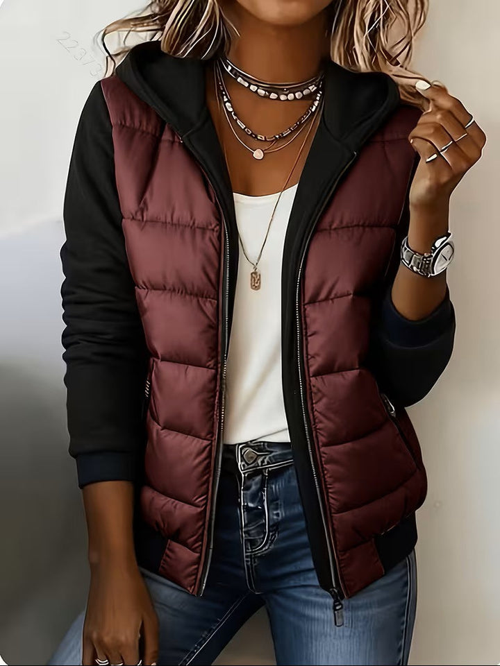 Nina – Quilted Colorblock Hooded Jacket