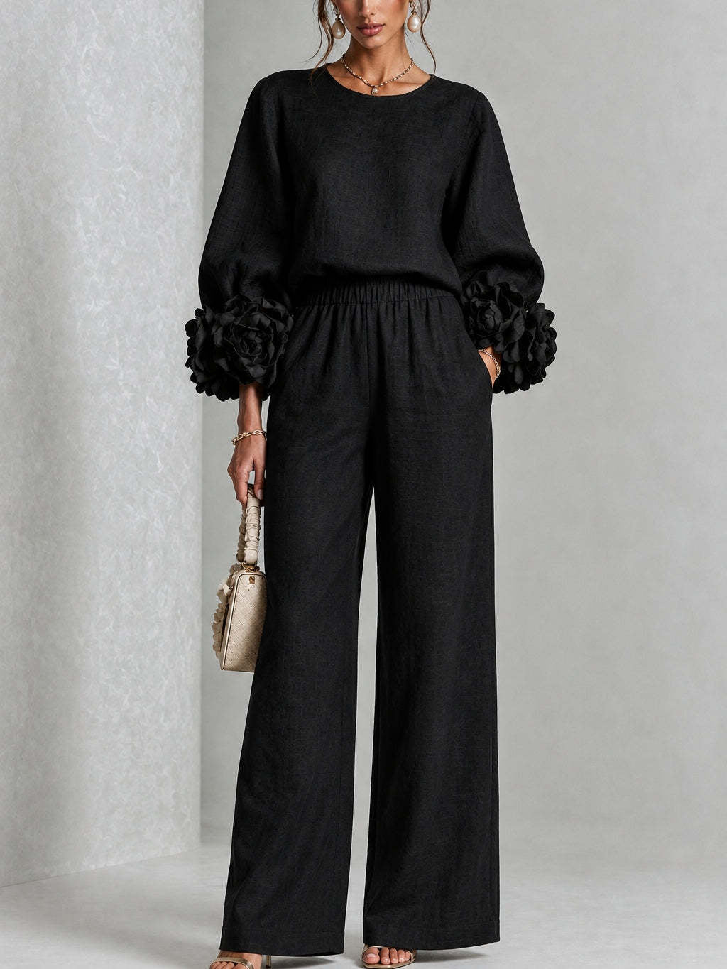 Marlies | Elegant Floral Cuff Two-Piece Set