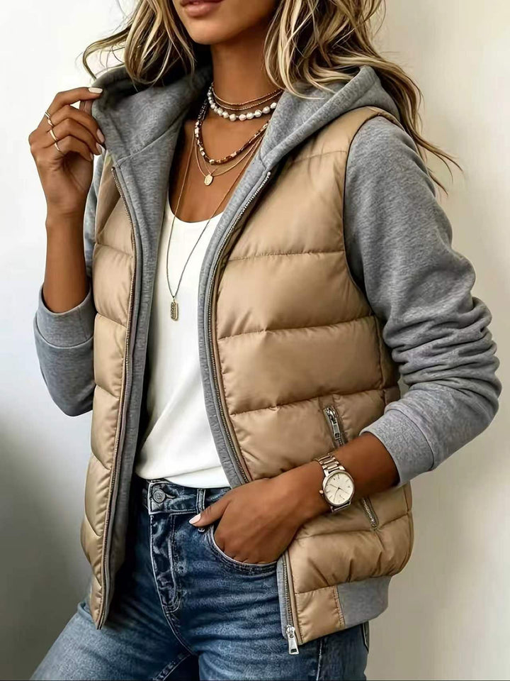Nina – Quilted Colorblock Hooded Jacket