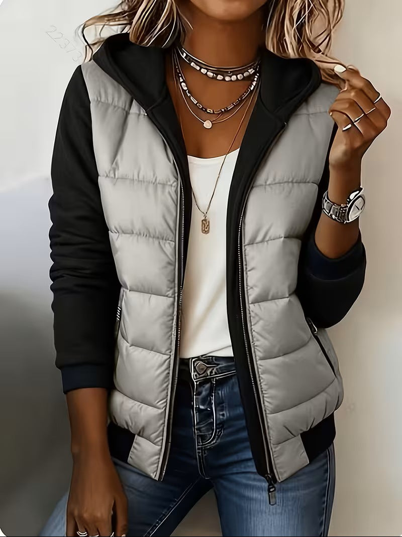 Nina – Quilted Colorblock Hooded Jacket