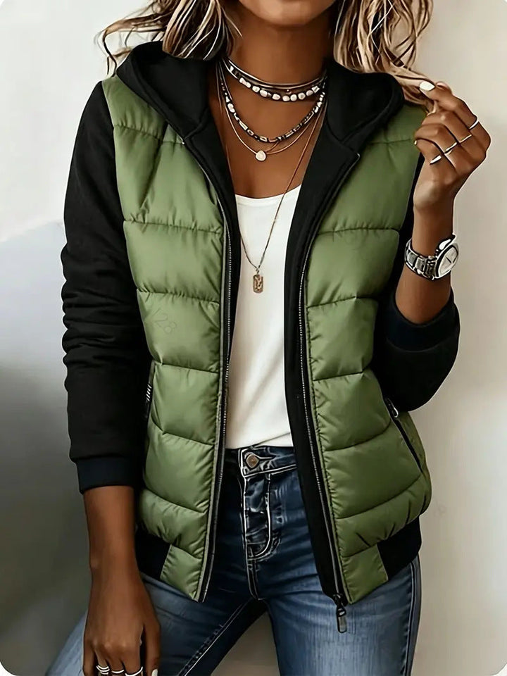 Nina – Quilted Colorblock Hooded Jacket