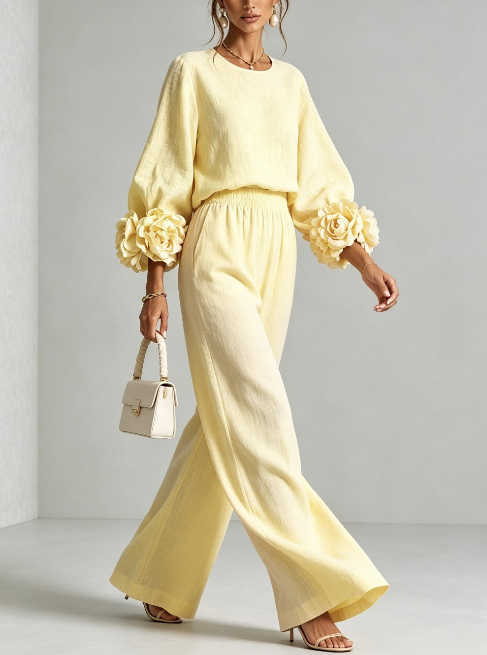 Marlies | Elegant Floral Cuff Two-Piece Set