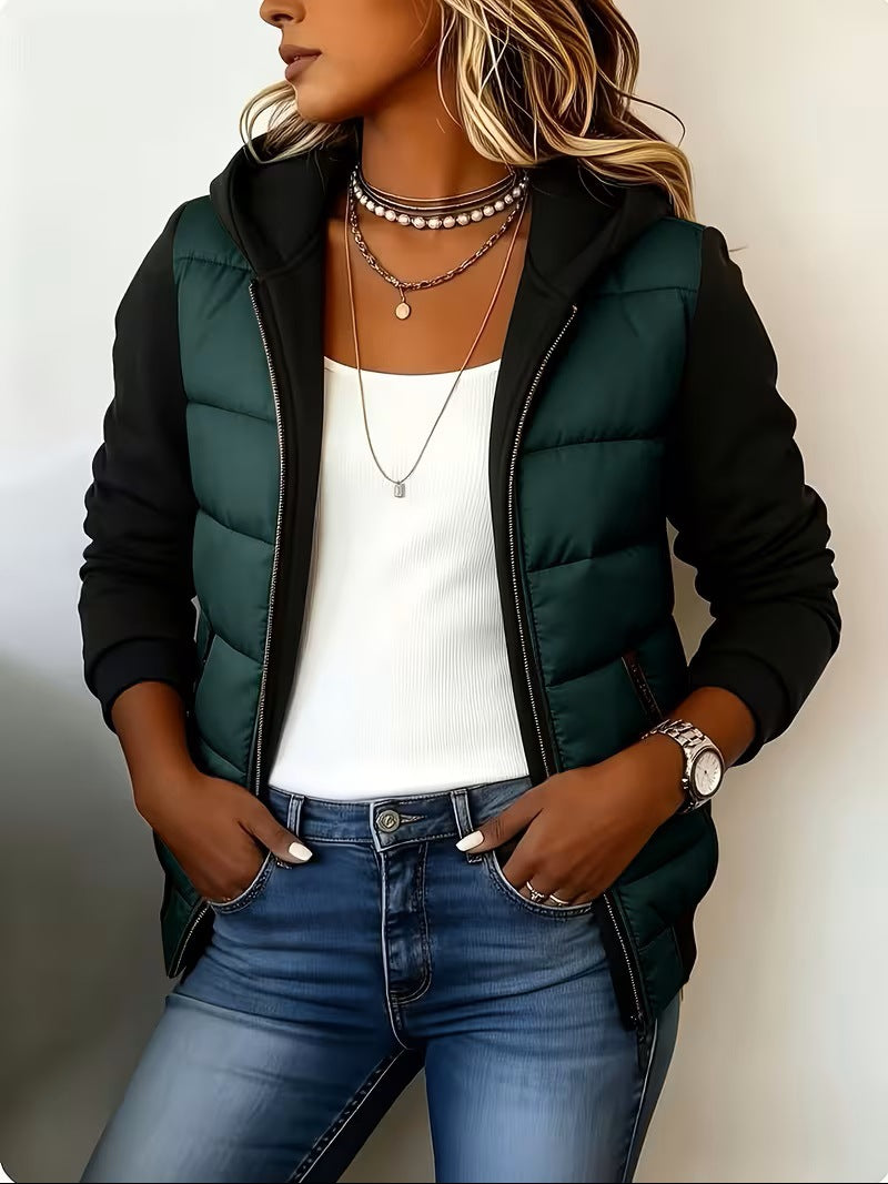 Nina – Quilted Colorblock Hooded Jacket
