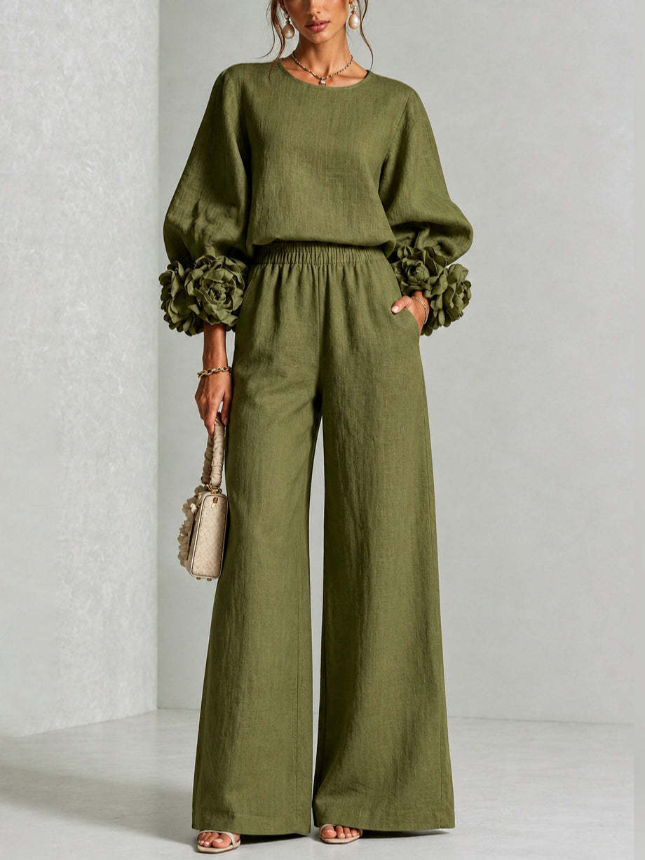 Marlies | Elegant Floral Cuff Two-Piece Set