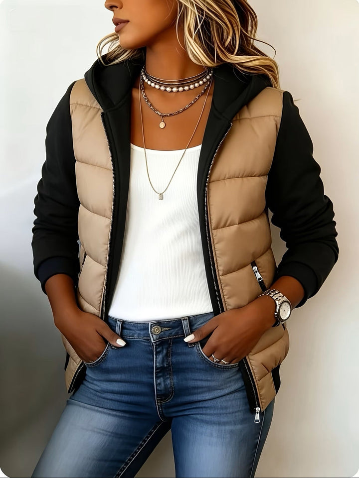Nina – Quilted Colorblock Hooded Jacket