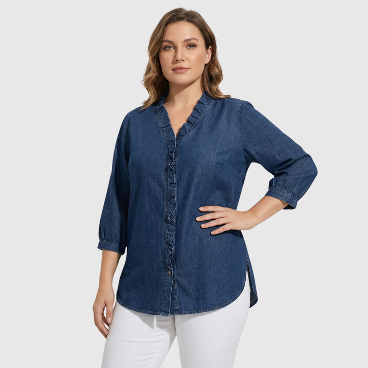 Adel | Blouse met V-hals en rafels