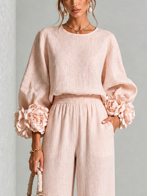 Marlies | Elegant Floral Cuff Two-Piece Set