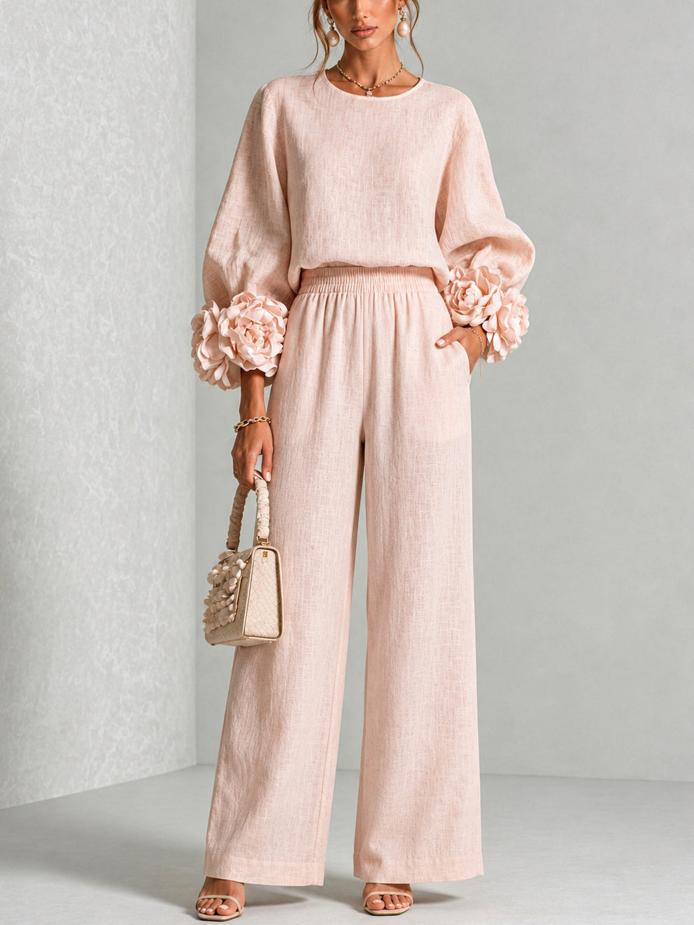 Marlies | Elegant Floral Cuff Two-Piece Set