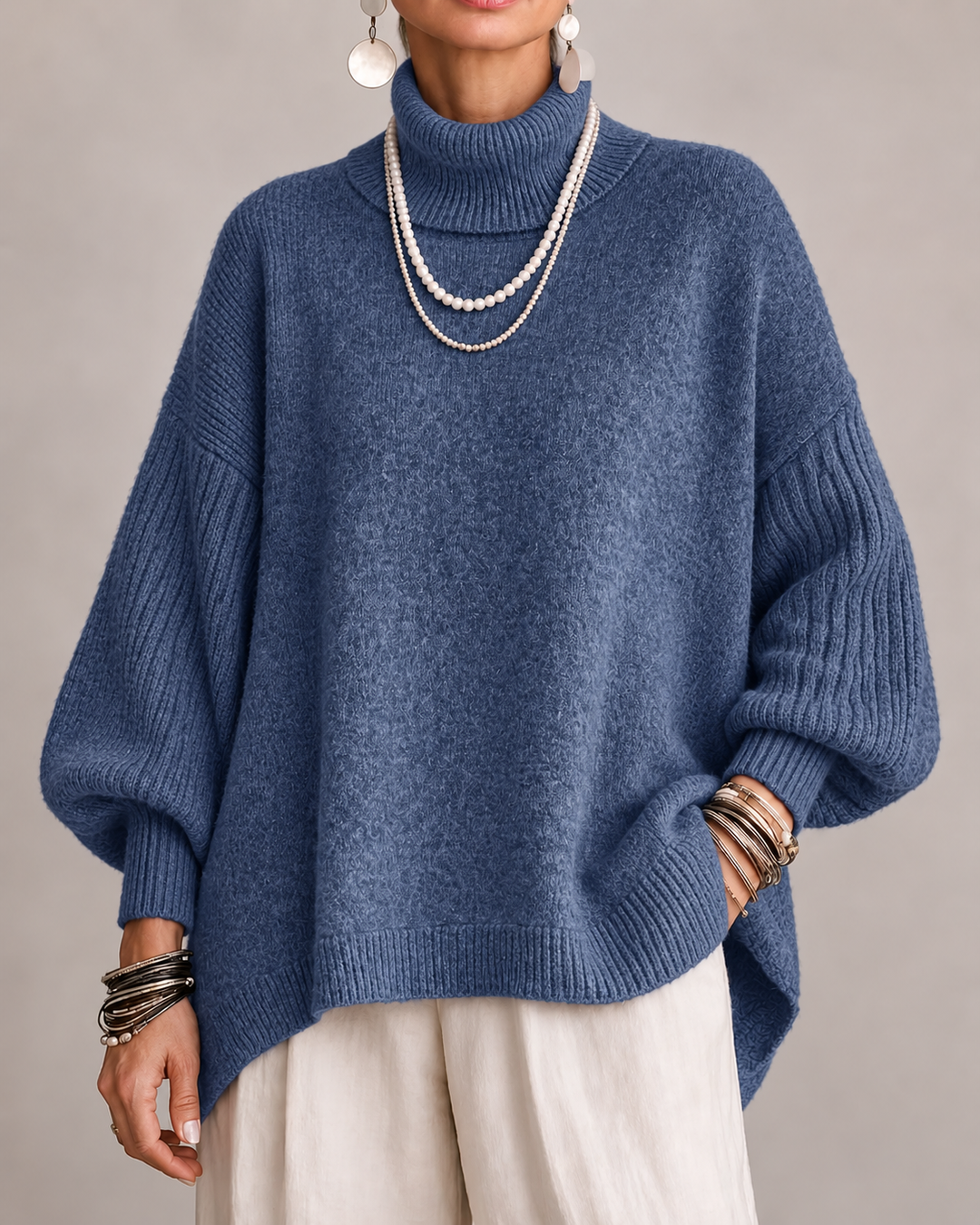 Lucienne | Relaxed Draped Turtleneck Sweater.