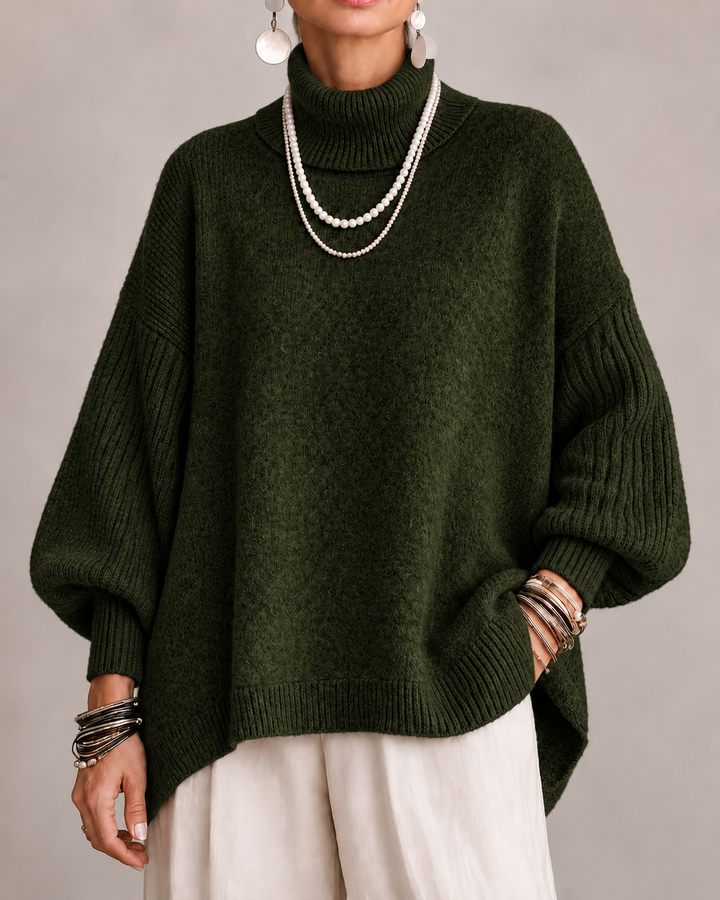 Lucienne | Relaxed Draped Turtleneck Sweater.