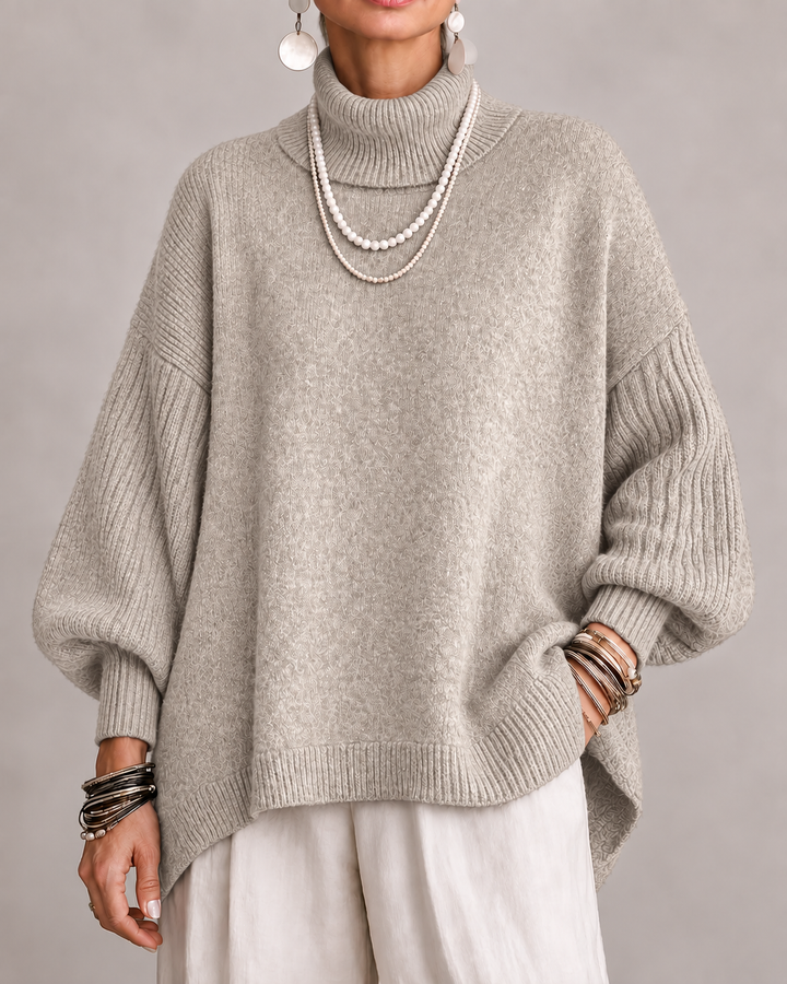 Lucienne | Relaxed Draped Turtleneck Sweater.