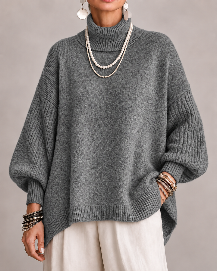 Lucienne | Relaxed Draped Turtleneck Sweater.