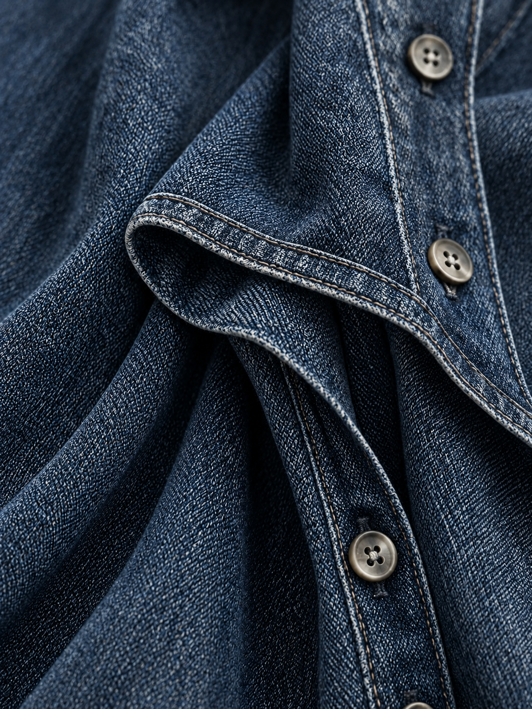 Denim Button Front Maxi Dress