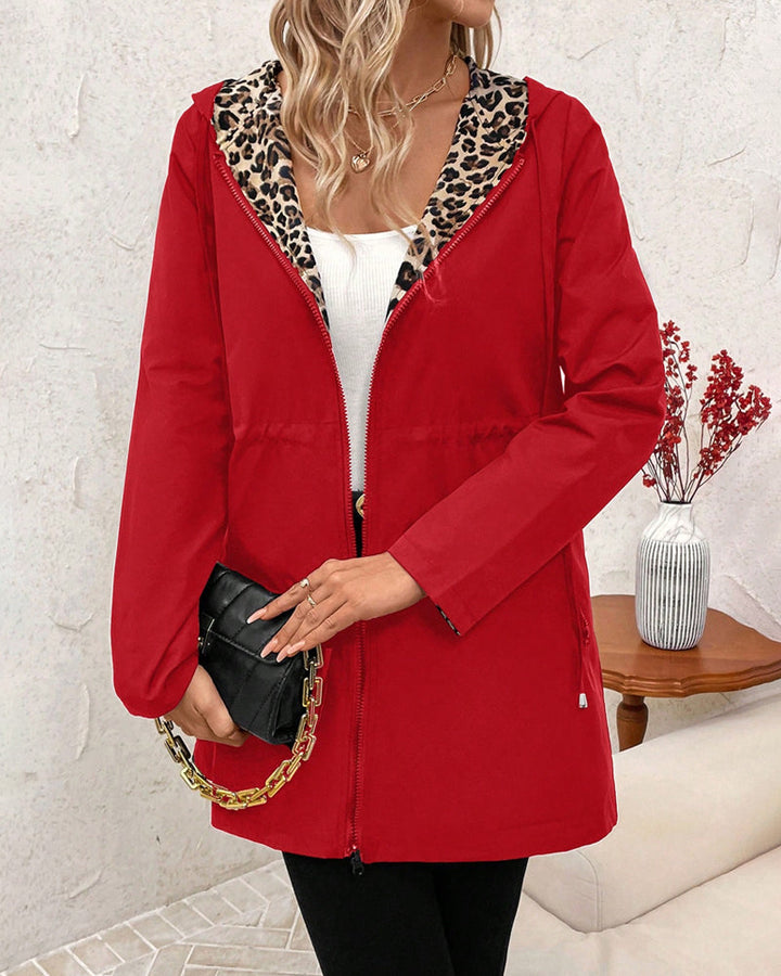 Fiona | Reversible Hooded Leopard Print Coat