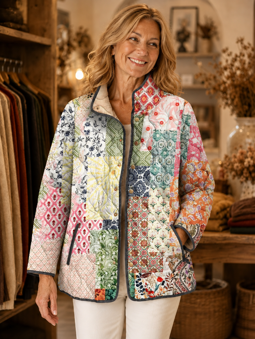 Suri | Casual Floral Print Quilted Jacket