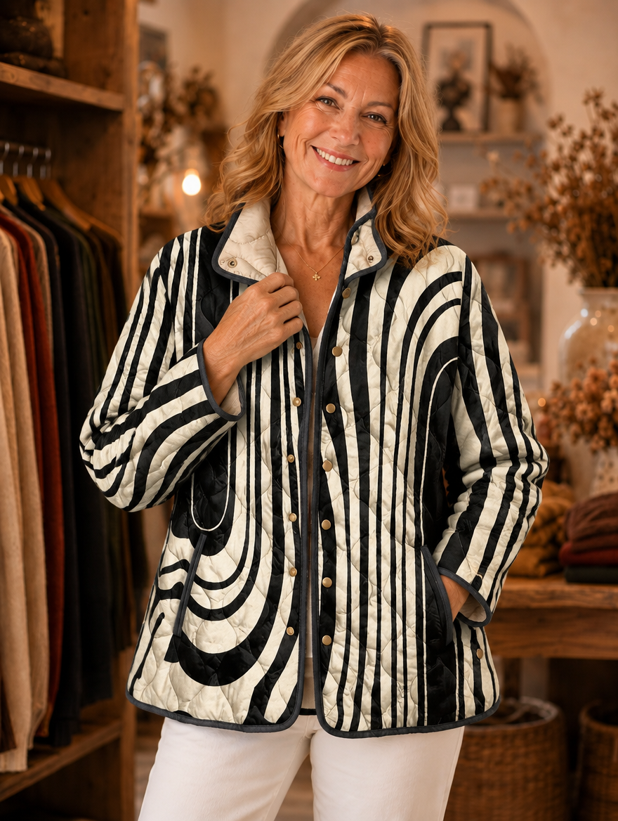 Soraya | Casual Quilted Jacket with Abstract Geometric Design