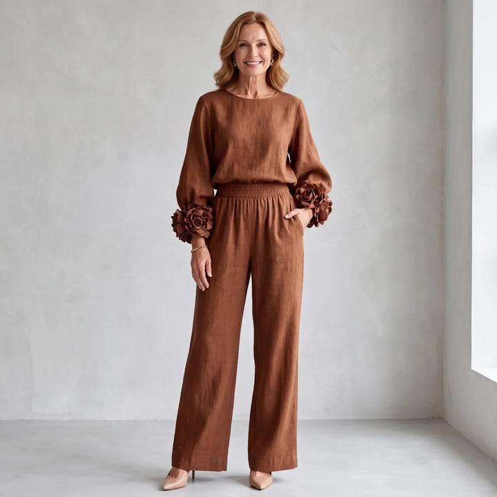 Marlies | Elegant Floral Cuff Two-Piece Set