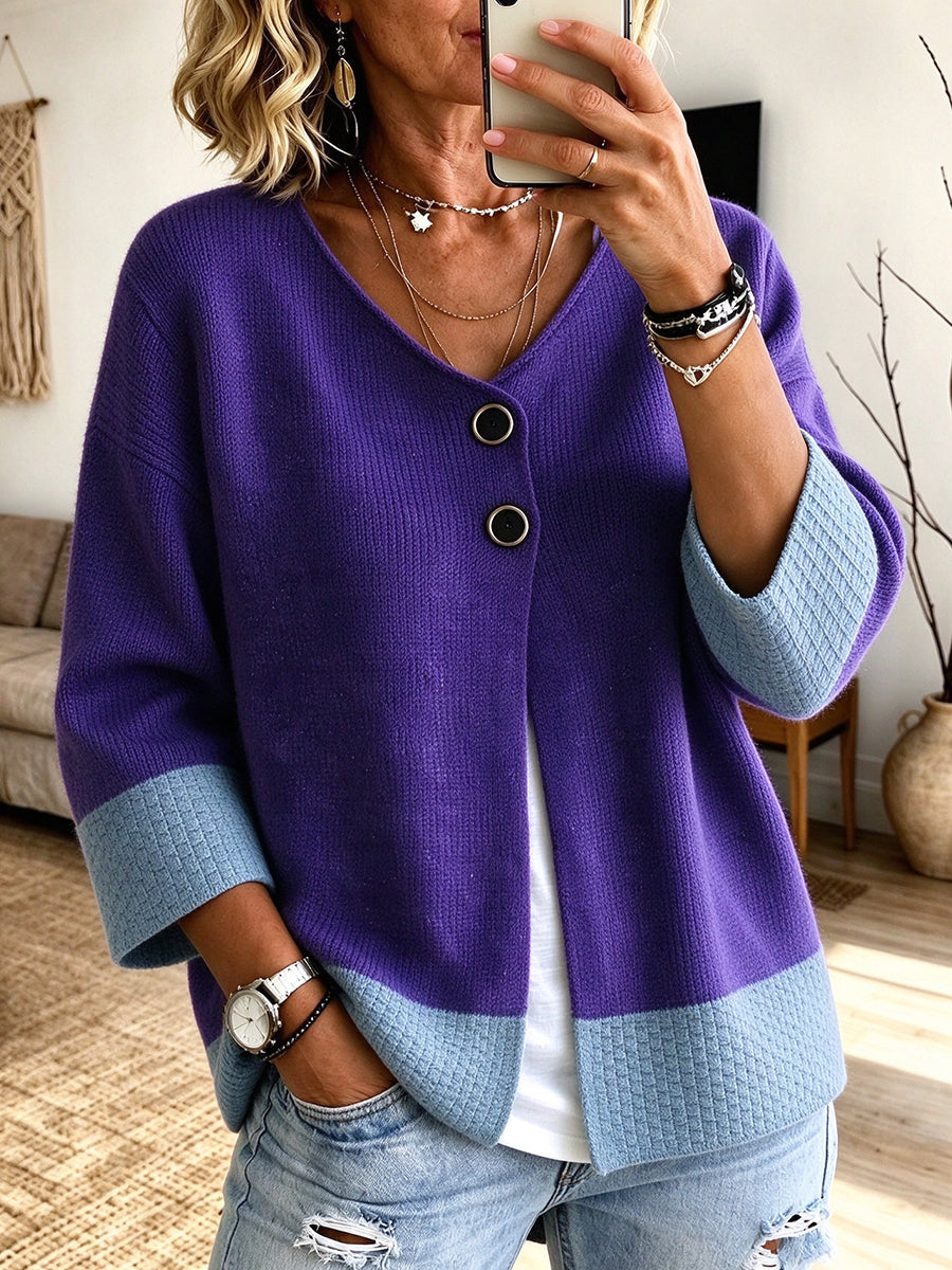 Raven | Colour-block Knit Cardigan