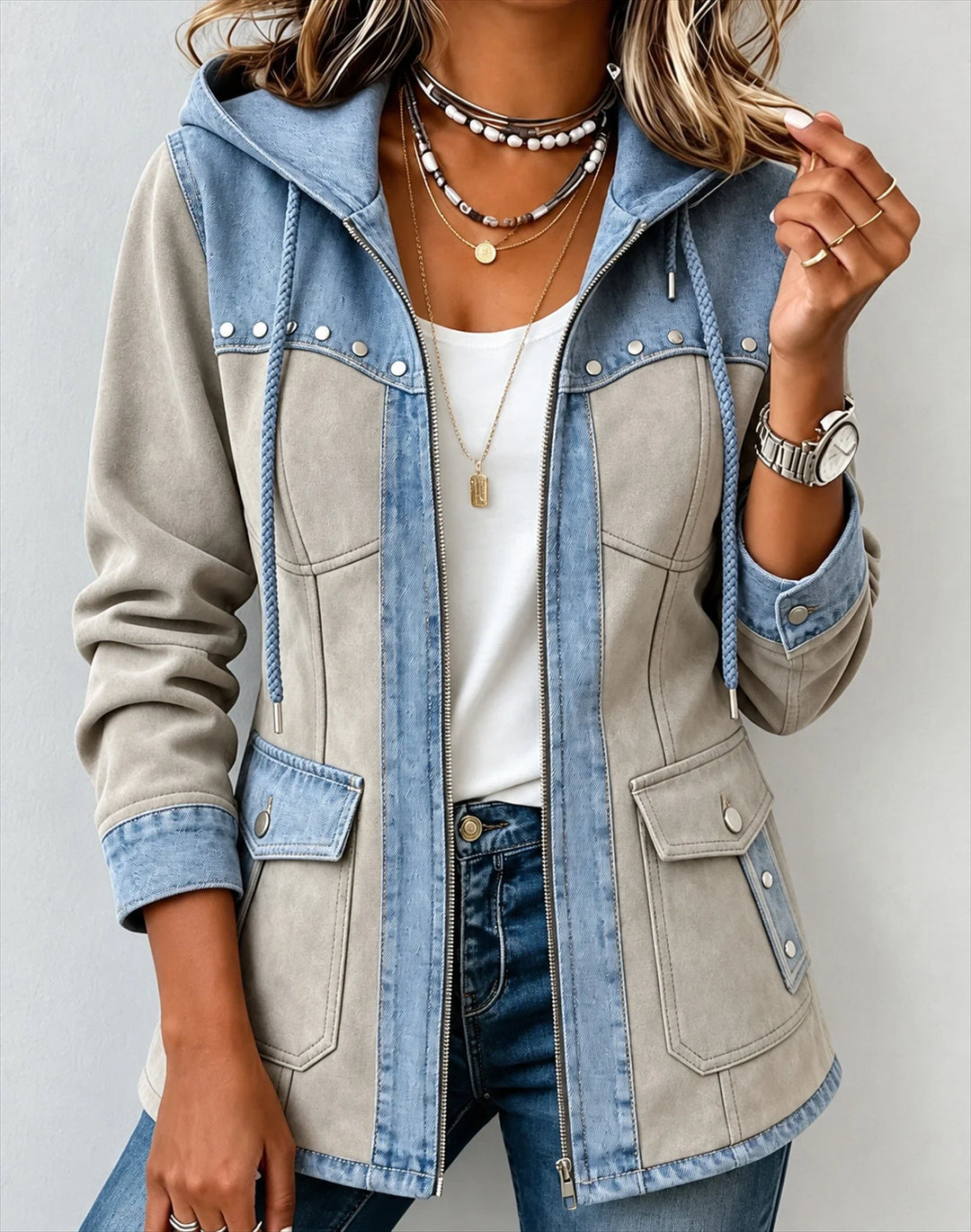 Véronique | Two-Tone Hooded Jacket